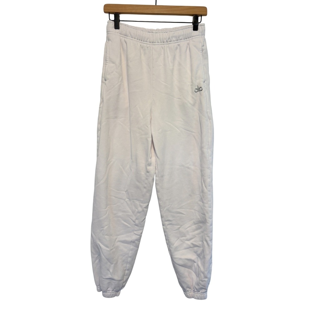 Alo Yoga Accolade Sweatpants White High Waisted Fleece Joggers Medium
